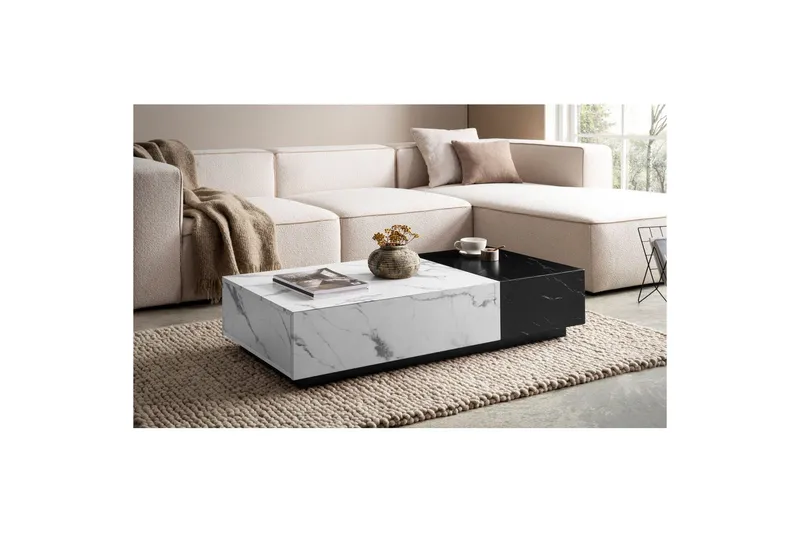 Soffbord Wohnling Marmorblockutseende Rektangulär Tvåfärgad Modern - Möbler - Bord & matgrupper - Soffbord