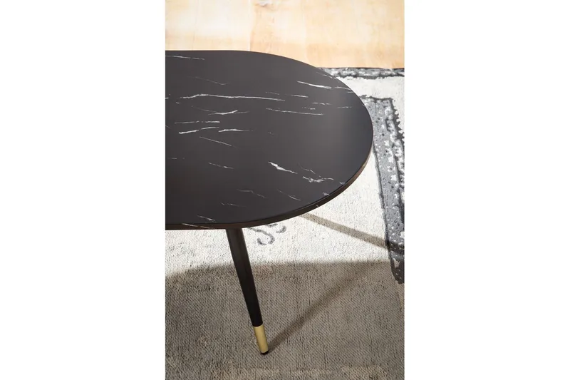 Soffbord Wohnling marmorlook 120 cm, oval modern stil Marmor Svart - Marmor Svart - Möbler - Bord & matgrupper - Soffbord