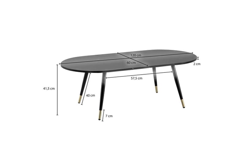 Soffbord Wohnling marmorlook 120 cm, oval modern stil Marmor Svart - Marmor Svart - Möbler - Bord & matgrupper - Soffbord