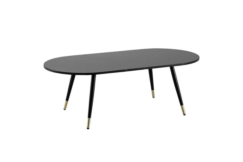 Soffbord Wohnling marmorlook 120 cm, oval modern stil Marmor Svart - Marmor Svart - Möbler - Bord & matgrupper - Soffbord