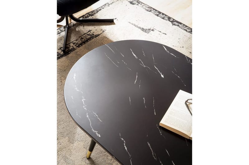 Soffbord Wohnling marmorlook 120 cm, oval modern stil Marmor Svart - Marmor Svart - Möbler - Bord & matgrupper - Soffbord