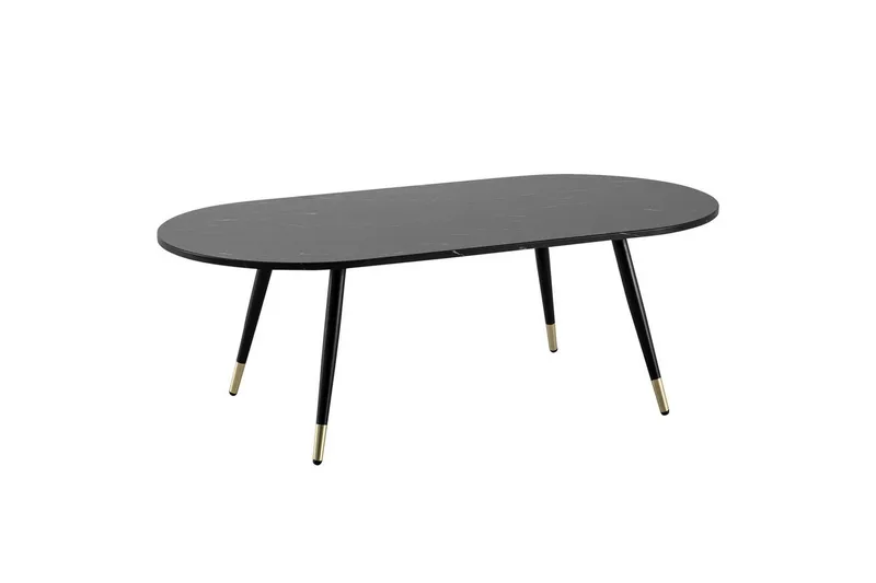 Soffbord Wohnling marmorlook 120 cm, oval modern stil Marmor Svart, Marmor Svart