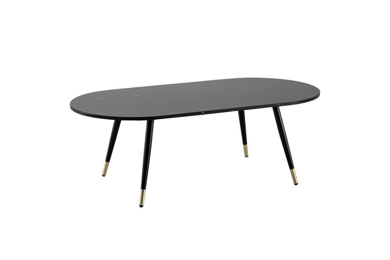 Soffbord Wohnling marmorlook 120 cm, oval modern stil Marmor Svart, Marmor Svart