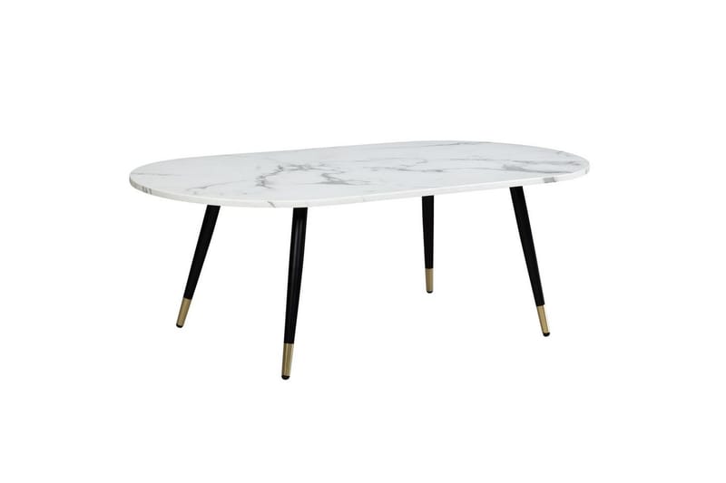 Soffbord Wohnling marmorlook 120 cm, oval modern stil Marmor Vit - Marmor Vit - Möbler - Bord & matgrupper - Soffbord