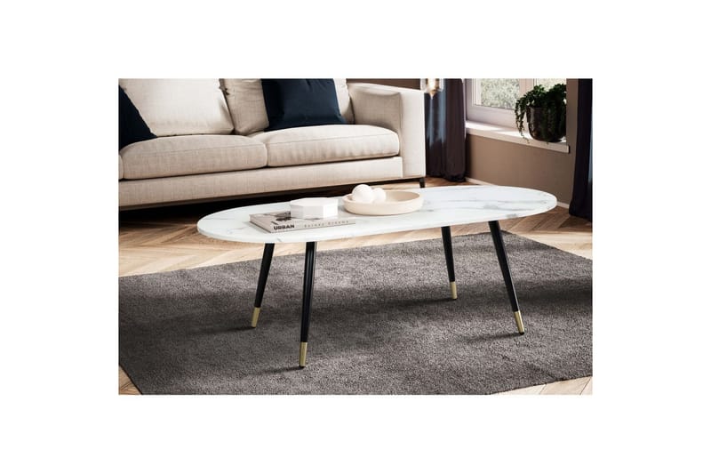 Soffbord Wohnling marmorlook 120 cm, oval modern stil Marmor Vit - Marmor Vit - Möbler - Bord & matgrupper - Soffbord