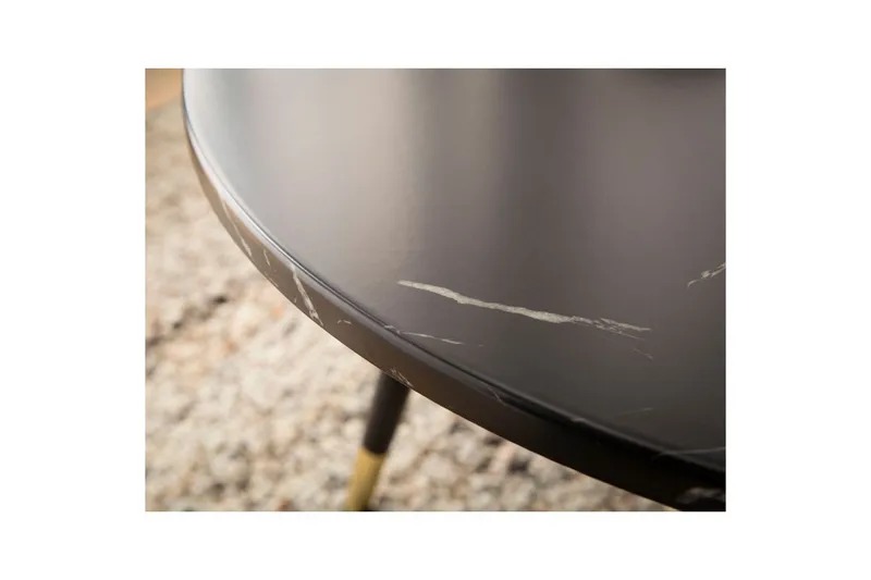 Soffbord Wohnling marmorlook 60 cm rund, modern stil Marmor Svart - Marmor Svart - Möbler - Bord & matgrupper - Soffbord