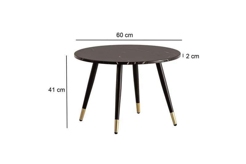 Soffbord Wohnling marmorlook 60 cm rund, modern stil Marmor Svart - Marmor Svart - Möbler - Bord & matgrupper - Soffbord