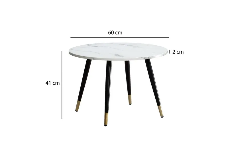 Soffbord Wohnling marmorlook 60 cm rund, modern stil Marmor Vit - Marmor Vit - Möbler - Bord & matgrupper - Soffbord