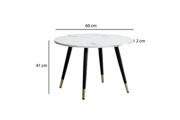 Soffbord Wohnling marmorlook 60 cm rund, modern stil Marmor Vit - Marmor Vit - Möbler - Bord & matgrupper - Soffbord