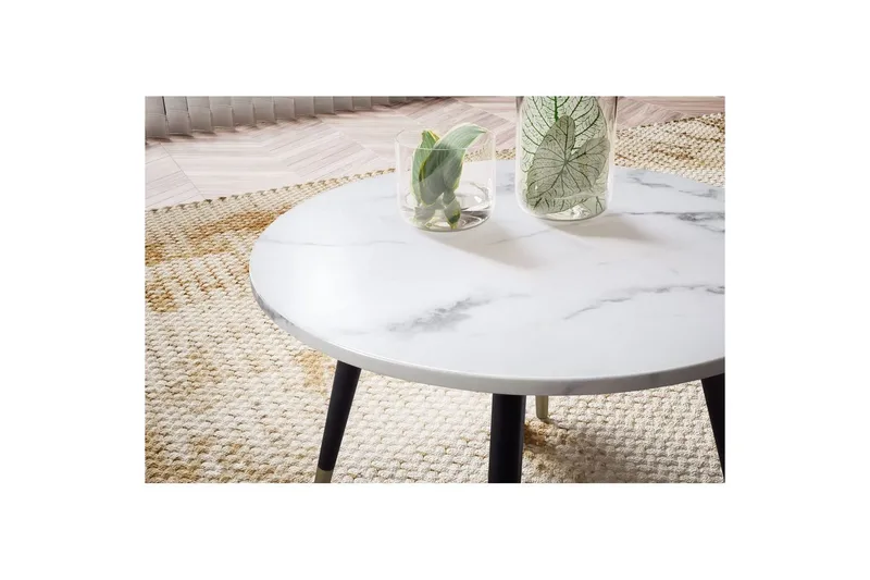 Soffbord Wohnling marmorlook 60 cm rund, modern stil Marmor Vit - Marmor Vit - Möbler - Bord & matgrupper - Soffbord