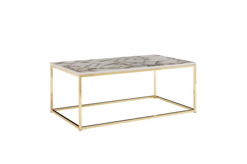 Soffbord Wohnling marmorutseende, rektangulär elegant, modern stil Guld, Marmorvit - Guld, Marmorvit - Möbler - Bord & matgrupper - Soffbord