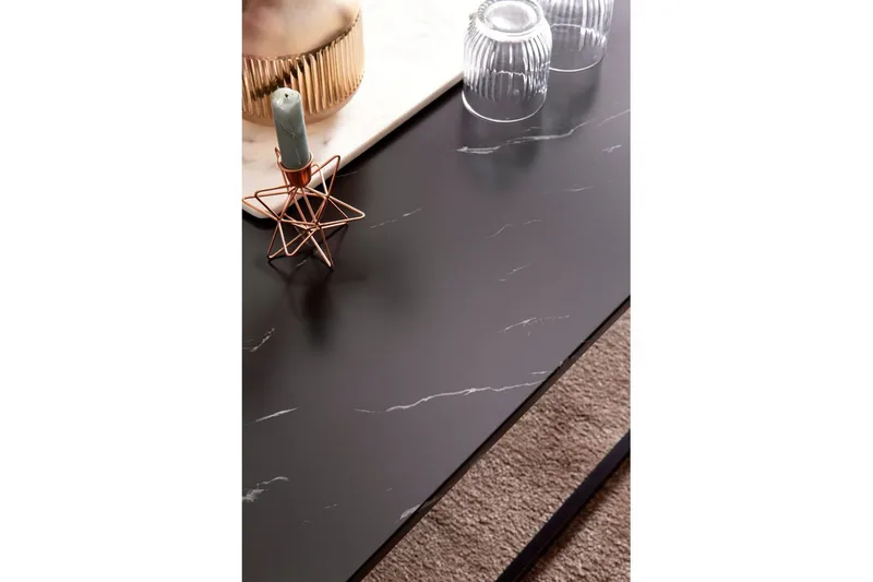 Soffbord Wohnling marmorutseende, rektangulär elegant, modern stil Svart, marmor svart - Svart, marmor svart - Möbler - Bord & matgrupper - Soffbord