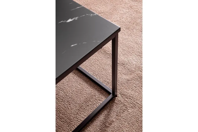 Soffbord Wohnling marmorutseende, rektangulär elegant, modern stil Svart, marmor svart - Svart, marmor svart - Möbler - Bord & matgrupper - Soffbord