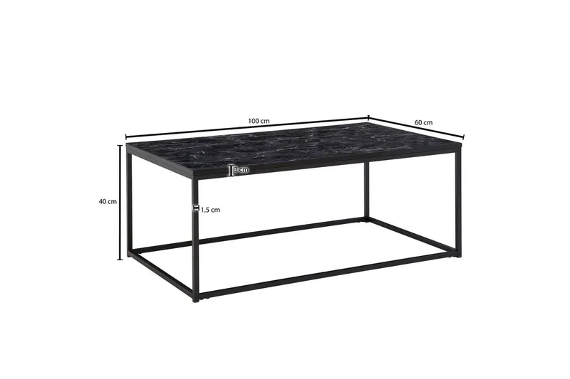 Soffbord Wohnling marmorutseende, rektangulär elegant, modern stil Svart, marmor svart - Svart, marmor svart - Möbler - Bord & matgrupper - Soffbord