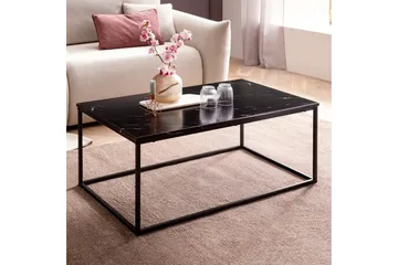 Soffbord Wohnling marmorutseende, rektangulär elegant, modern stil Svart, marmor svart - Svart, marmor svart - Möbler - Bord & matgrupper - Soffbord