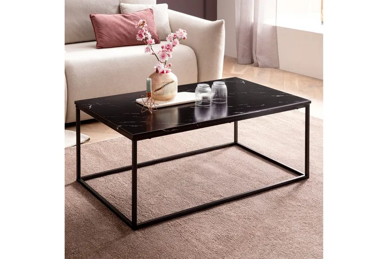 Soffbord Wohnling marmorutseende, rektangulär elegant, modern stil Svart, marmor svart - Svart, marmor svart - Möbler - Bord & matgrupper - Soffbord