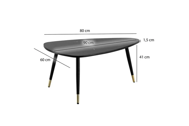Soffbord Wohnling marmorutseende 90 cm, triangulär modern stil Marmor Svart - Marmor Svart - Möbler - Bord & matgrupper - Soffbord