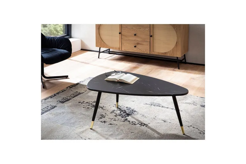 Soffbord Wohnling marmorutseende 90 cm, triangulär modern stil Marmor Svart - Marmor Svart - Möbler - Bord & matgrupper - Soffbord