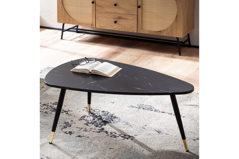 Soffbord Wohnling marmorutseende 90 cm, triangulär modern stil Marmor Svart - Marmor Svart - Möbler - Bord & matgrupper - Soffbord