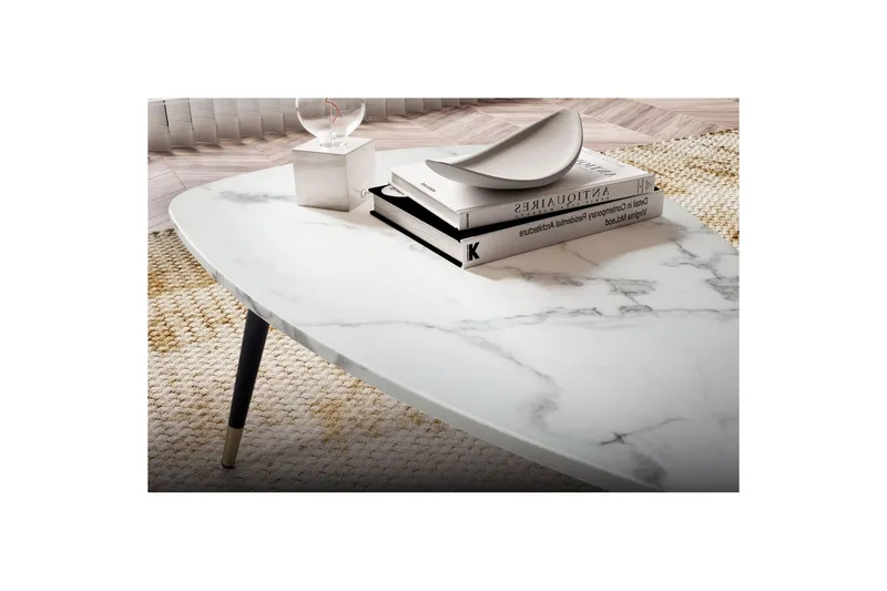 Soffbord Wohnling marmorutseende 90 cm, triangulär modern stil Marmor Vit - Marmor Vit - Möbler - Bord & matgrupper - Soffbord