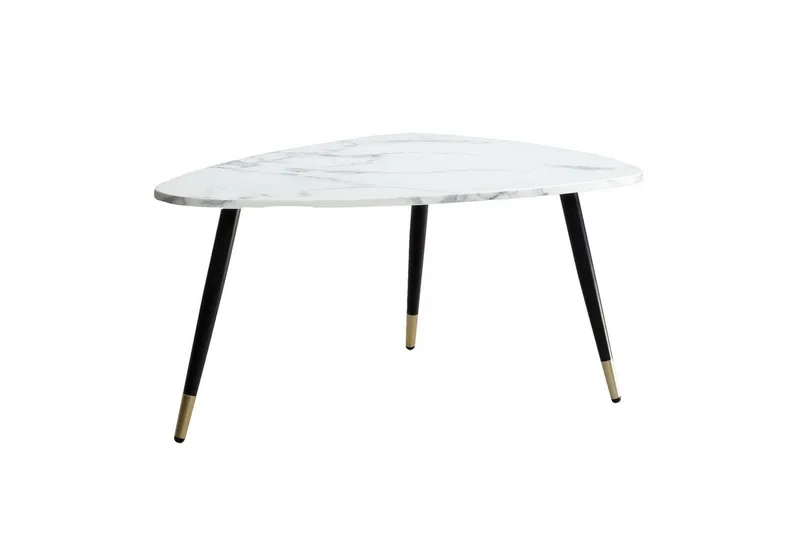 Soffbord Wohnling marmorutseende 90 cm, triangulär modern stil Marmor Vit, Marmor Vit