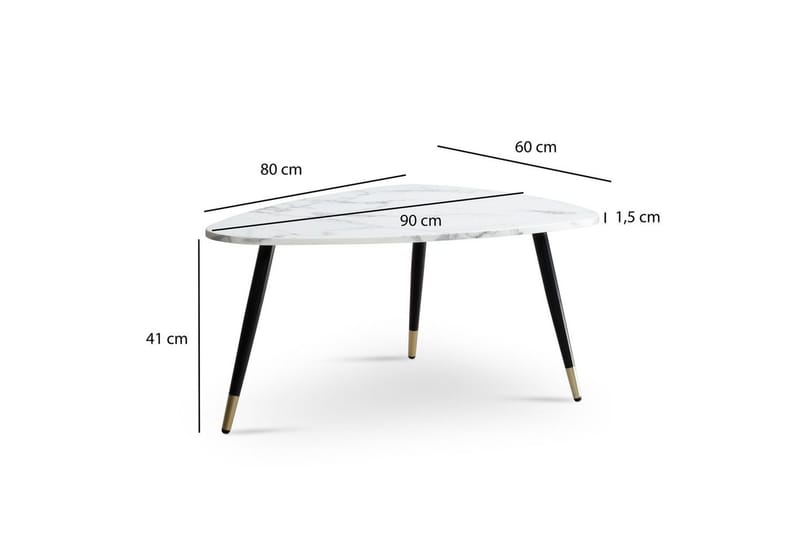 Soffbord Wohnling marmorutseende 90 cm, triangulär modern stil Marmor Vit - Marmor Vit - Möbler - Bord & matgrupper - Soffbord