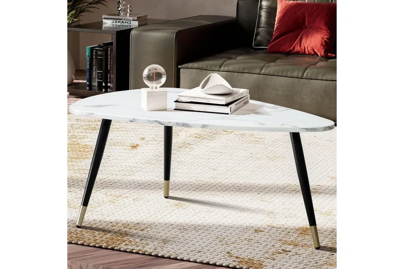 Soffbord Wohnling marmorutseende 90 cm, triangulär modern stil Marmor Vit - Marmor Vit - Möbler - Bord & matgrupper - Soffbord