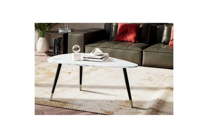 Soffbord Wohnling marmorutseende 90 cm, triangulär modern stil Marmor Vit - Marmor Vit - Möbler - Bord & matgrupper - Soffbord