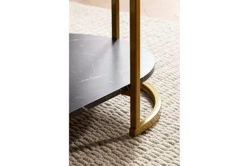 Soffbord Wohnling marmorutseende ovalt 100 cm med förvaringshylla, Bauhaus-stil Marmor Svart - Marmor Svart - Möbler - Bord & matgrupper - Soffbord