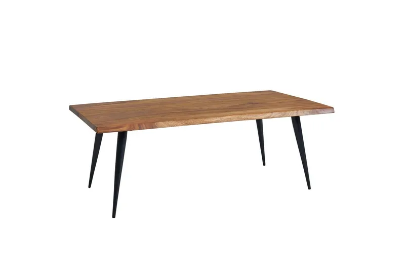 Soffbord Wohnling Massiv träkantskurva med nålformade metallben, lantlig stil, undefined
