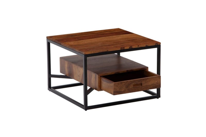 Soffbord Wohnling Massivt fyrkantigt trä i lantlig stil med lådbricka, undefined