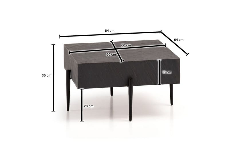 Soffbord Wohnling Massivt fyrkantigt trä i modern stenlook, modern - Möbler - Bord & matgrupper - Soffbord