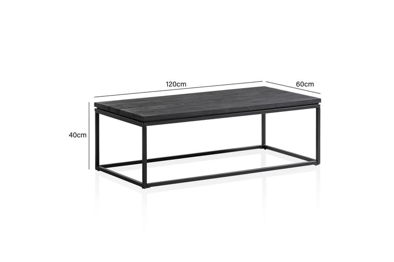 Soffbord Wohnling massivt trä, metallklassisk ram, modern stil 120x60x40 cm - 120x60x40 cm - Möbler - Bord & matgrupper - Soffbord
