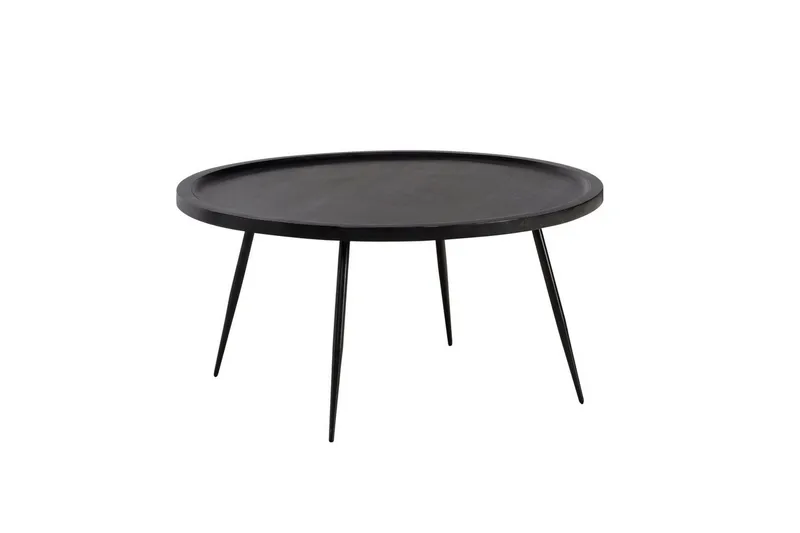 Soffbord Wohnling massivt trä, rund 75 cm med nålben, herrgårdsstil Svart, Svart