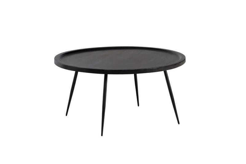 Soffbord Wohnling massivt trä, rund 75 cm med nålben, herrgårdsstil Svart - Svart - Möbler - Bord & matgrupper - Soffbord