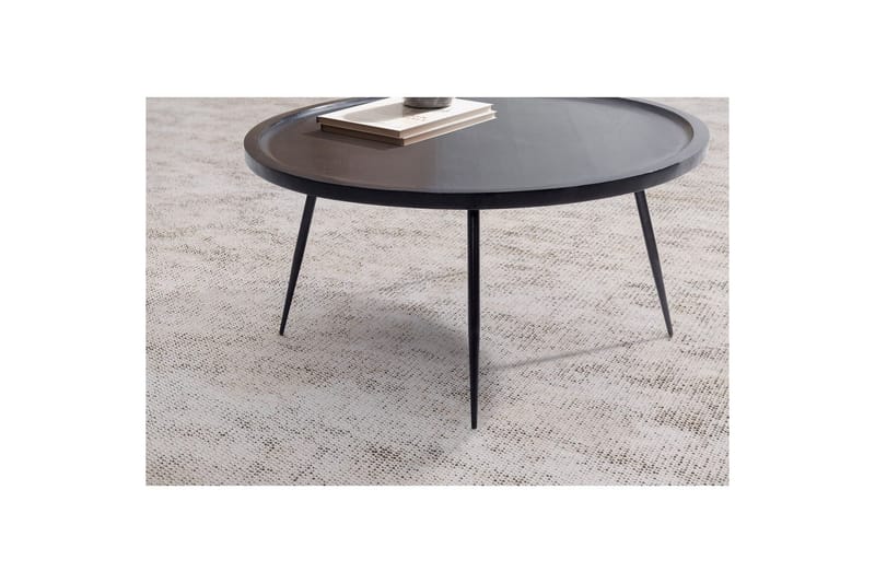 Soffbord Wohnling massivt trä, rund 75 cm med nålben, herrgårdsstil Svart - Svart - Möbler - Bord & matgrupper - Soffbord