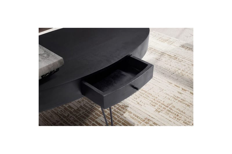 Soffbord Wohnling Massivt trä 100 cm oval med låda lantligt stil - Möbler - Bord & matgrupper - Soffbord