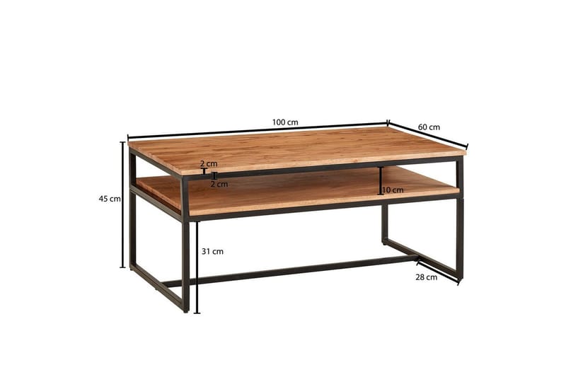 Soffbord Wohnling Massivt trä 100 cm rektangulär med bricka modern - Möbler - Bord & matgrupper - Soffbord