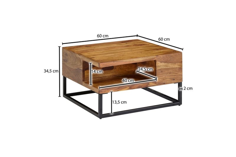Soffbord Wohnling Massivt trä 60 cm fyrkantig med bricka lantligt - Möbler - Bord & matgrupper - Soffbord