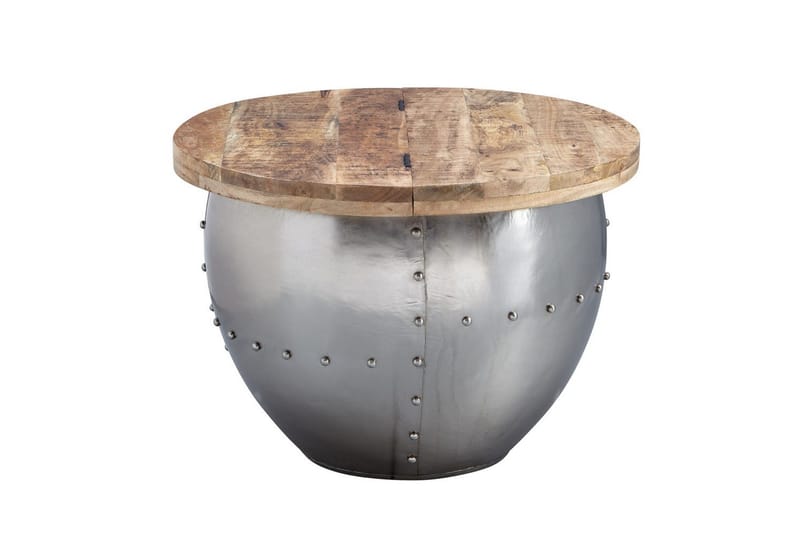 Soffbord Wohnling Massivt trä 60 cm Industriell nitad förvaringsutrymme - Möbler - Bord & matgrupper - Soffbord