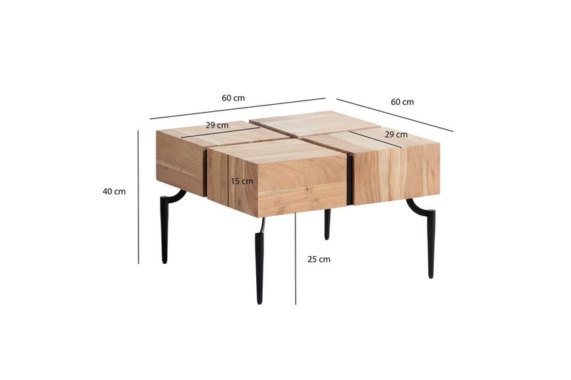 Soffbord Wohnling massivt trä 60 cm kub, fyrkantig, modern stil ljusbrun - ljusbrun - Möbler - Bord & matgrupper - Soffbord