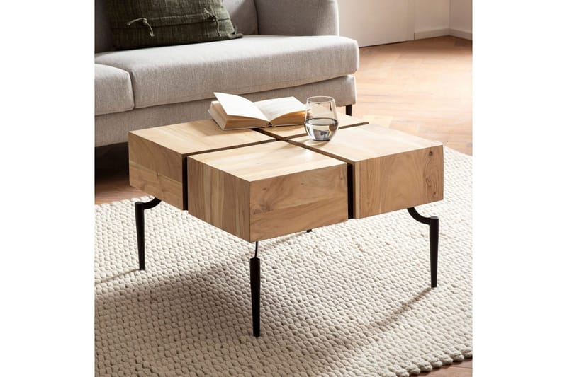 Soffbord Wohnling massivt trä 60 cm kub, fyrkantig, modern stil ljusbrun - ljusbrun - Möbler - Bord & matgrupper - Soffbord