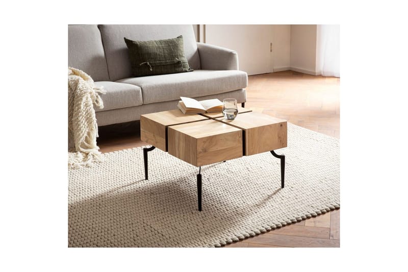 Soffbord Wohnling massivt trä 60 cm kub, fyrkantig, modern stil ljusbrun - ljusbrun - Möbler - Bord & matgrupper - Soffbord