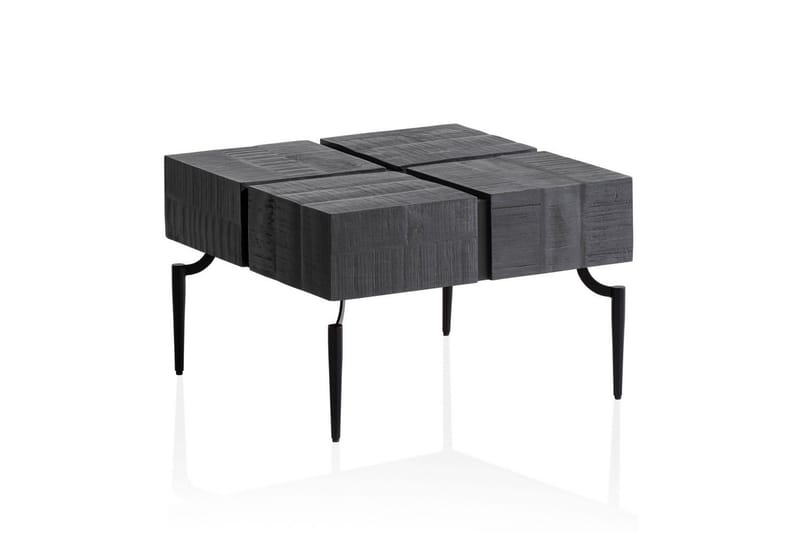 Soffbord Wohnling massivt trä 60 cm kub, fyrkantig, modern stil Svart - Svart - Möbler - Bord & matgrupper - Soffbord