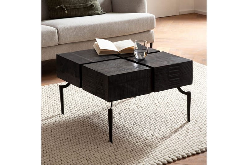 Soffbord Wohnling massivt trä 60 cm kub, fyrkantig, modern stil Svart - Svart - Möbler - Bord & matgrupper - Soffbord