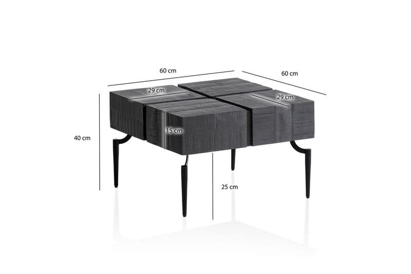 Soffbord Wohnling massivt trä 60 cm kub, fyrkantig, modern stil Svart - Svart - Möbler - Bord & matgrupper - Soffbord