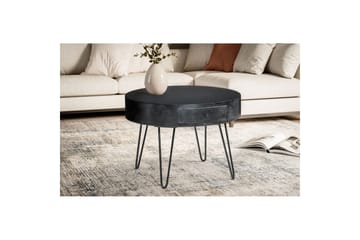 Soffbord Wohnling massivt trä 60 cm rund med låda, lantlig stil Svart - Svart - Möbler - Bord & matgrupper - Soffbord