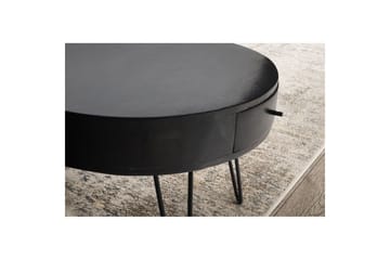 Soffbord Wohnling massivt trä 60 cm rund med låda, lantlig stil Svart - Svart - Möbler - Bord & matgrupper - Soffbord