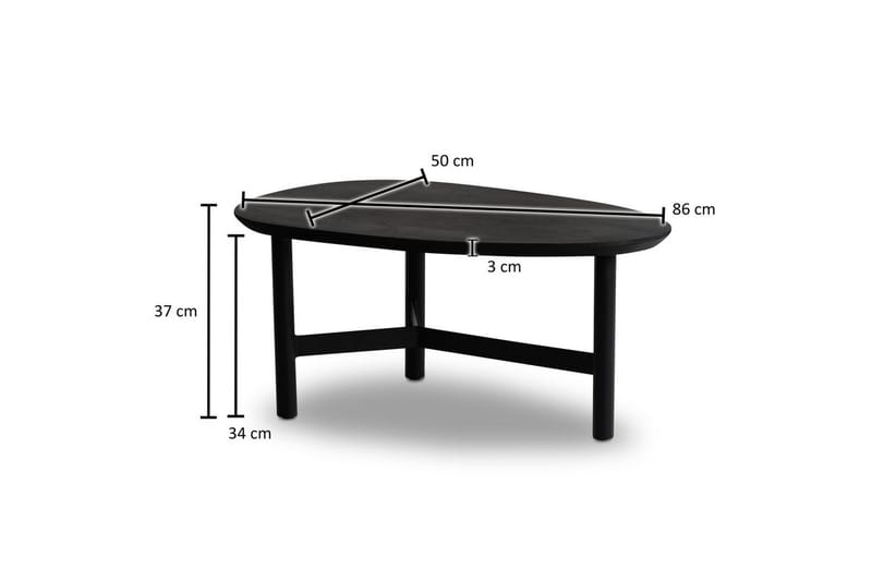 Soffbord Wohnling Massivt trä njurformad 3-bensram modern - Möbler - Bord & matgrupper - Soffbord