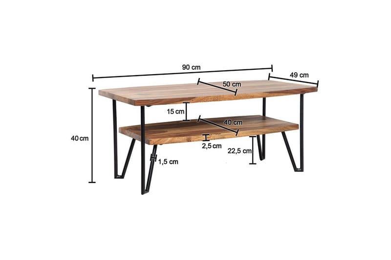 Soffbord Wohnling Massivt trä rektangulär med bricka lantligt metallben - Möbler - Bord & matgrupper - Soffbord